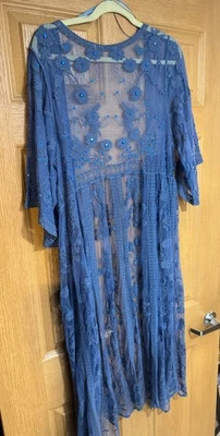 Blue Wrap Robe with Rhinestones, Velvet Pants Worn on Stage by Maureen McGovern - Image 1 of 4