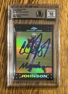 2007 Topps Chrome Calvin Johnson RC REFRACTOR TC200 BGS Auto Inscribed MEGATRON - Picture 1 of 8