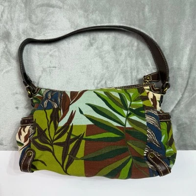 Fossil Madera Satchel Shoulder Bag Canvas Leaf Printed Purse 13x8 - Image 1 of 4