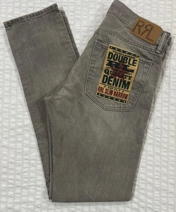 Jeans uomo RRL Ralph Lauren slim stretto grigio nuvoloso lavaggio 31x32 NUOVO - Foto 1 di 14