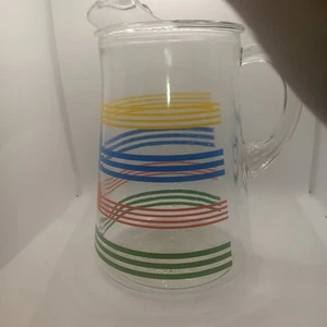 Brocca vetro sangria limonata tè freddo MCM 10 tazze (80 oz) strisce giallo blu - Foto 1 di 4