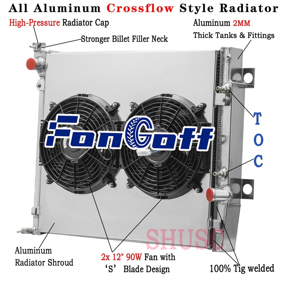 3 Row Radiator Shroud Fan For 2003-2009 2006 Toyota 4Runner Lexus GX470 V8 4.7L Foto 1 de 4