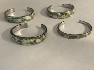 Four (4) Vintage green Shell Cuff Bracelets made in Philippines - Picture 1 of 20