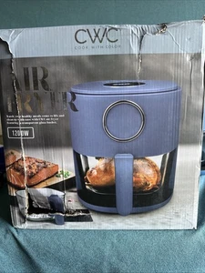 COOK WITH COLOR 1200W slate Blue 4Qt 175-400 F Air Fryer Glass Basket WAF52 - Picture 1 of 6