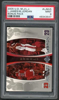 勒布朗·詹姆斯迈克尔·乔丹 2005 Upper Deck 奖金包卡 #LJMJ5 PSA 9 — 第 1/2 张图片