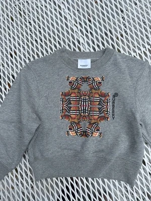Burberry Kids Sweatshirt Girls GRAY  Size 6Y Long Sleeve 100% Cotton BEAR - Image 1 of 4