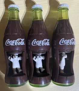 3 Coca-Cola Vintage Bottle Wind Up Dancing Spinning Polar Bear 2000 Burger King - Picture 1 of 2