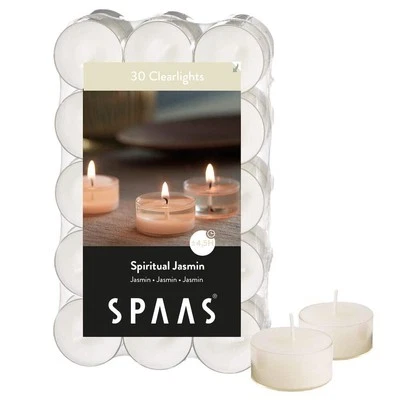 Spaas 30 luces transparentes perfumadas, tealights en taza transparente transparente, 4,5 horas, Foto 1 de 4