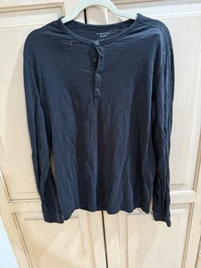 Vince Shirt Mens l black  Henley Long Sleeve Lightweight Long Sleeve Cotton - Picture 1 of 4
