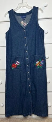 Original TY Wear Denim Button Up Dress Size 10 - Christmas Ornament Embroidery - Image 1 of 4