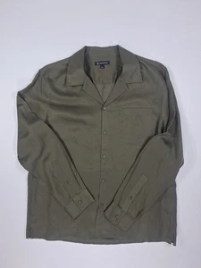 INC Herren Large Langarm Button-Down Leinen olivgrün - Bild 1 von 7