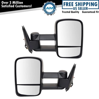 Juego de pares de espejos retrovisores de remolque eléctricos texturizados negros para camioneta Silverado Sierra nuevo Foto 1 de 4