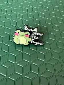 Funny Frog Pun Enamel Pin – “You Will Never Be Frogiven” Cute Meme Gift 🐸💚 - Picture 1 of 2