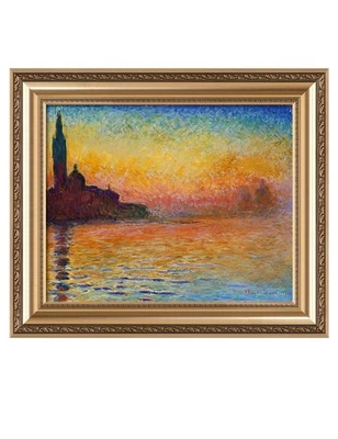- Sunset in Venice by Claude Monet, Giclee Prints Match with Classical Gold F... - Image 1 of 4