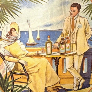 1920s Art Deco French Advertising Fan–Maison Marra Liquor–L'Isle-sur-la-Sorgue - Picture 1 of 3