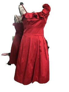 Red Satin Formal Right Above Knee Dress women’s 9 original cost $189 at Dillar - Picture 1 of 11