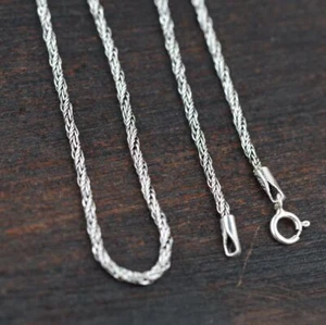 Solid 925 Sterling Silver 1.3mm Unique Rope Link Chain Necklace 15.7" - 31.5" - Picture 1 of 7