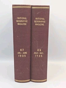 National Geographic Magazine January-December 1935 Vtg Hardcover Book Vol 67, 68 - Picture 1 of 5