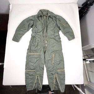 Vintage USAF CWU-1P Airman Coveralls Rayon Wool Flight Suit Medium Green 60s - Picture 1 of 13