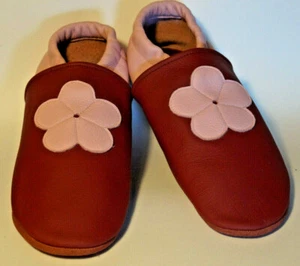 Zapatillas de cuero T. 36, flor rojo vino / rosa, zapatillas, cuero  - Imagen 1 de 2