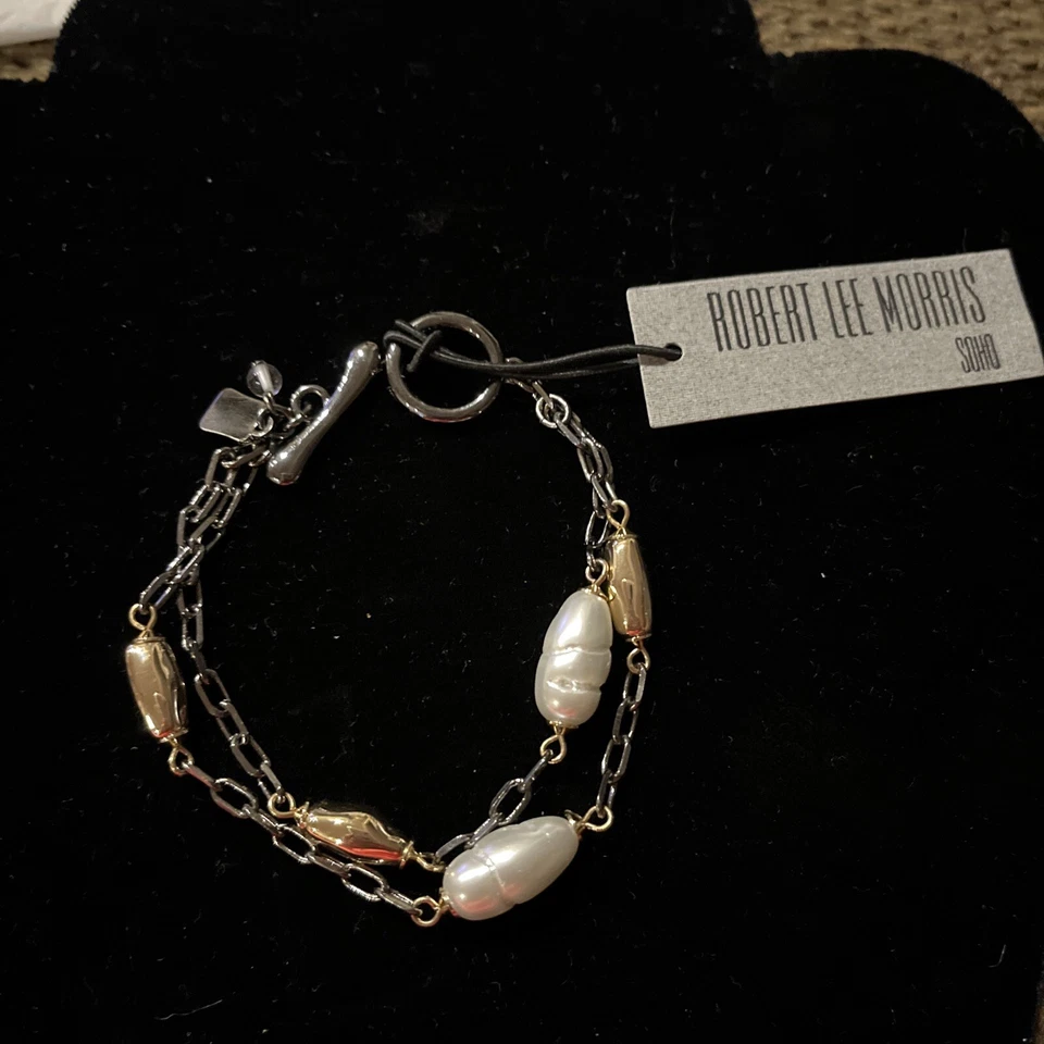 Pulsera Robert Lee Morris Soho Perla Dos Filas Nueva Con Etiquetas Foto 1 de 4