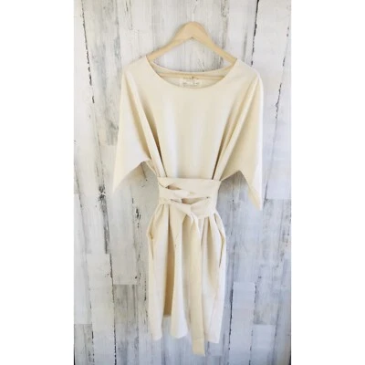 Hackwith Design House Ines Dress Belted Dolman Sleeve Shift Cream One Size - Image 1 of 4