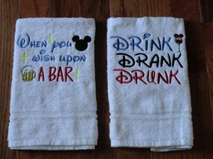 Screw This Im Going to Disney And Drinking  2 Fun Hand Crafted Towels New Years - Picture 1 of 3