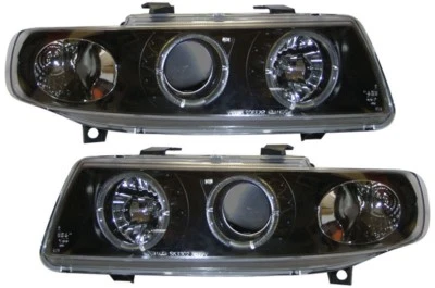 Black angel eye projector headlights to fit SEAT LEON (1999-2005) (RHD ONLY) - Image 1 of 4