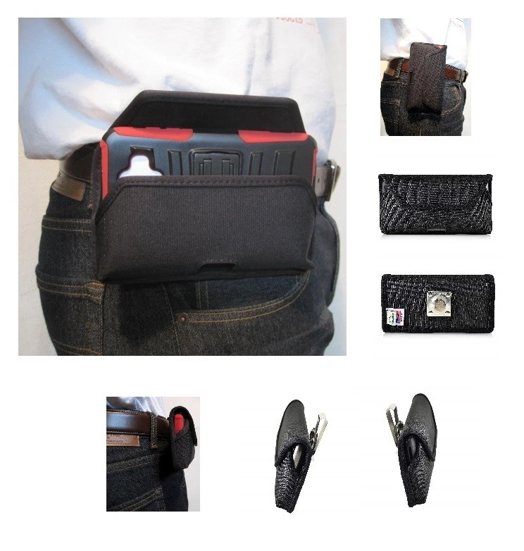 Galaxy A6- Rugged Sideways Nylon Holster Pouch, Metal Belt Clip- Turtleback Case - Image 1 of 4