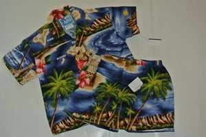 RJC Size Boys12 Months 2 Piece Chart of Hawaii Cabana Set.Made in Hawaii - Picture 1 of 6