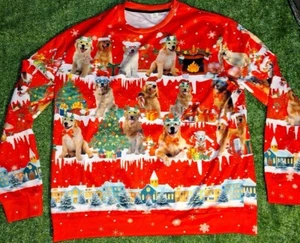 Camisa elástica Navidad perros hombre manga larga XXL doble cara - Imagen 1 de 19