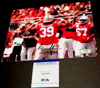 MALIK HARRISON Ohio State Buckeyes SIGNED 8x10 Photo PSA/DNA COA STEELERS - Image 1 of 2