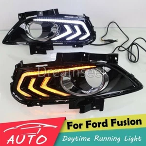 DRL For Ford Fusion Mondeo 2013 2014 2015 LED Daytime Running Light Lamp w/ Turn - Picture 1 of 8