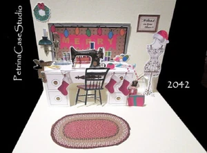 Nähen Weihnachtszimmer Curiosity Miniaturen Zimmer Pop-Up Karte 5X7 - Bild 1 von 7