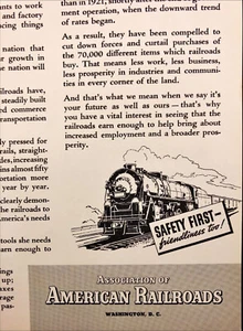 1938 Sicurezza Ferrovie Americane Prima Cordialità Anche! Pubblicità stampa vintage - Foto 1 di 2