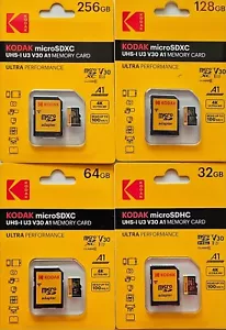 Micro SD Card 32,64,128,256GB KODAK UHS-I U3 V30 A1 Ultra Performance 4K Full HD - Picture 1 of 9