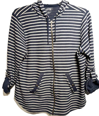 Style & Co Sudadera con Capucha Mujer Deportiva Talla 1X Rayas Cremallera Pestaña Enrollable Manga Dobladillo Curvo Bolsillos Foto 1 de 4