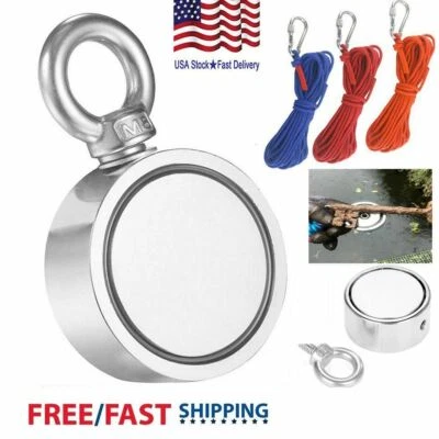 500LBS Fishing Big Magnet Kit Pulling Force Strong Neodymium or 10M Rope USA