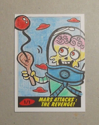 2017 Topps Mars Attacks The Revenge Martian having fun sketch card Jamie Cosley - Image 1 of 2