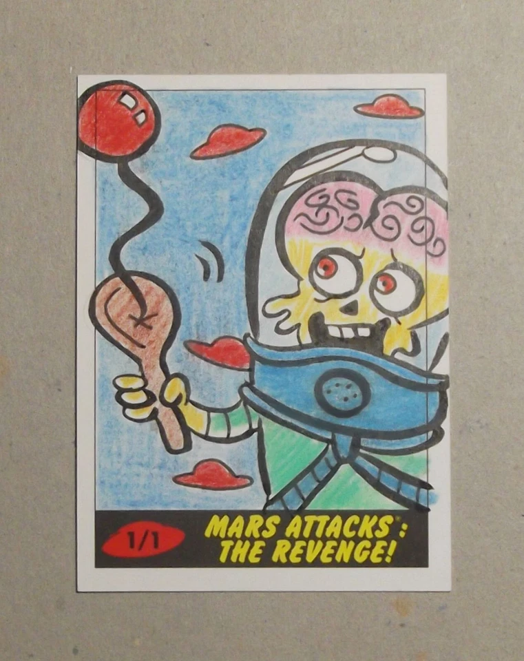 2017 Topps Mars Attacks The Revenge Martian having fun sketch card Jamie Cosley - Image 1 of 2