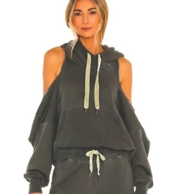 NSF Sudadera con Capucha Tricia Pequeña Mujer Gris Fuera del Hombro Terry Paño Con Capucha Foto 1 de 4