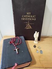 Vtg Trad Catholic Lot My Devotions 55 Book Rosary Medals Saints Miraculous Bible