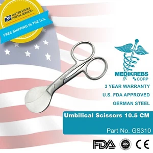 Medicrebs Forbici Ombelicali 10,5 CM Acciaio Tedesco - Foto 1 di 2