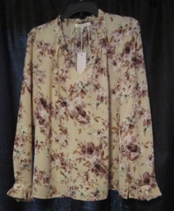 NEU MIT ETIKETT ELEGANTE ROSA + OLIV BLUME LANGARM DAMENBLUSE GRÖSSE XL - Bild 1 von 4