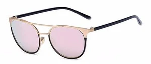 86026 C4 CATEYE FASHION SUNGLASSES METAL GOLD FRAME FIRE MIRROR LENS - Picture 1 of 4