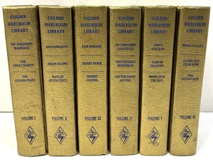 Vintage 1970 Golden Harlequin Library Hardcover Set of 6 Books Volume 1-6 - Foto 1 di 6