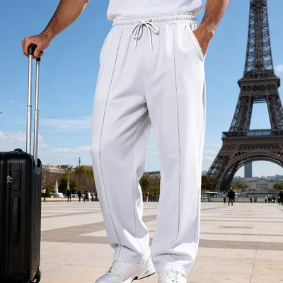 Men Straight Solid Color Pants Casual Loose Formal Business Daily Trousers - Image 1 of 4