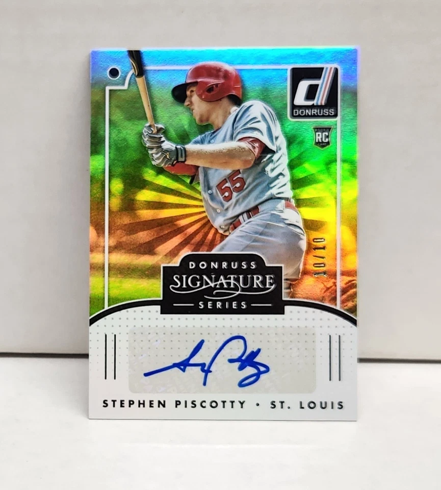 Stephen Piscotty 2016 Donruss Signature ORO ~ Cardinals ROOKIE AUTOMÁTICO #'d 10/10 Foto 1 de 3