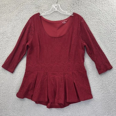Top de encaje Lane Bryant Peplum rojo retro vacaciones caprichoso femenino para mujer 14/16 Foto 1 de 4