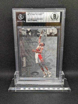Dikembe Mutombo Signed On Card 1998-99 Skybox Thunder #95 Beckett BAS Auto - Image 1 of 2